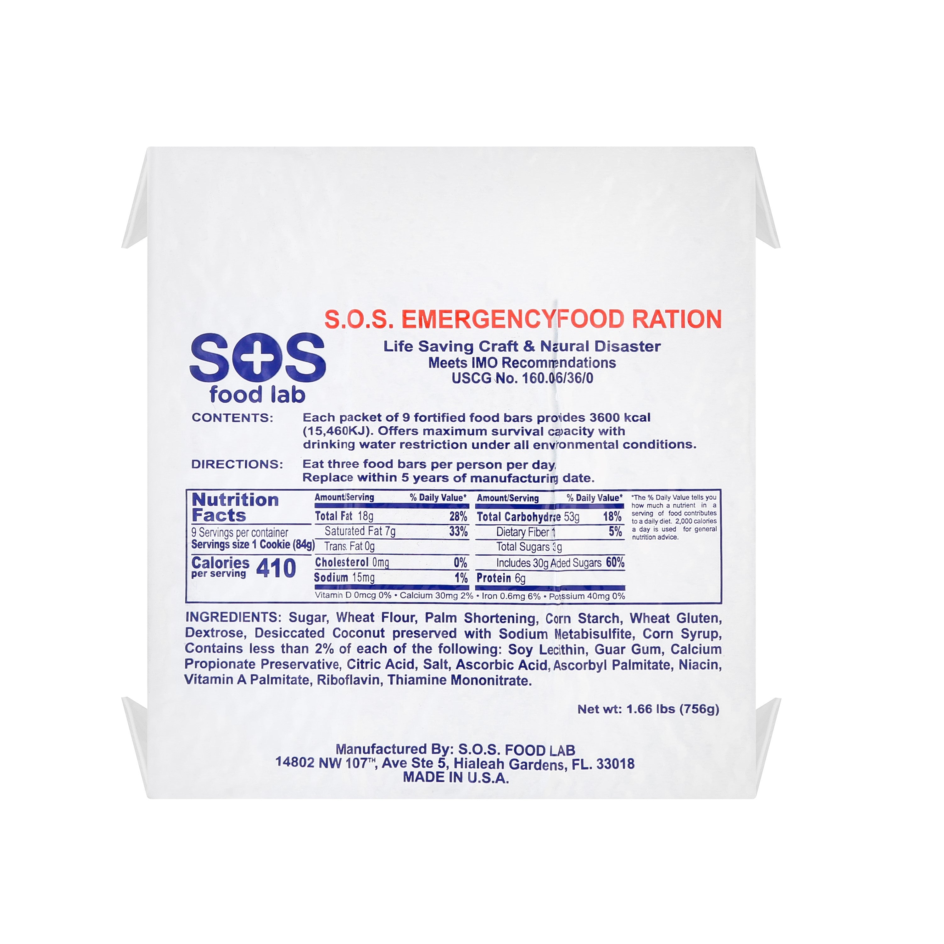 SOS 3600 CALORIE EMERGENCY FOOD BAR