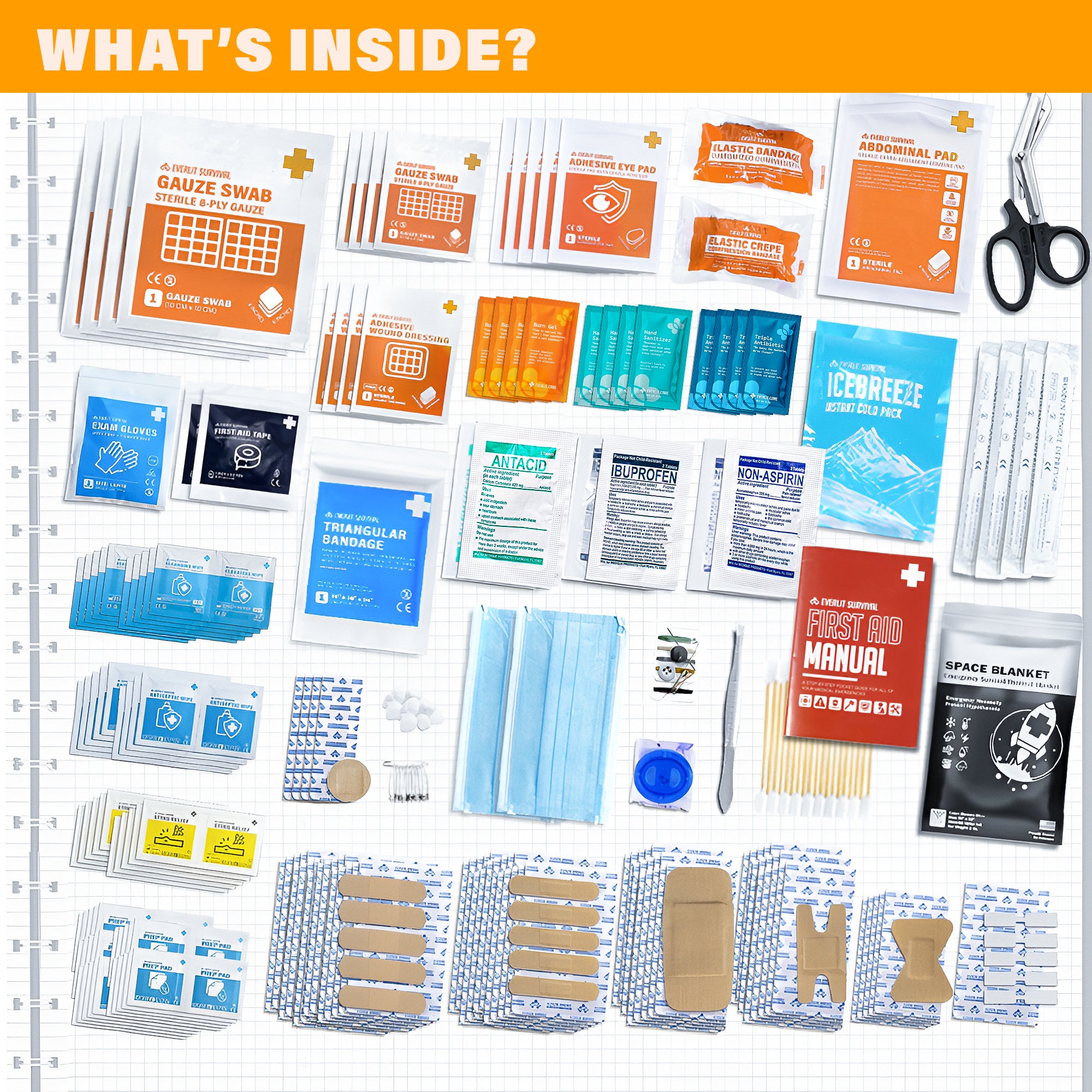 OSHA/ANSI Compliant All-Purpose 400 Pcs First Aid Kit (ORANGE)
